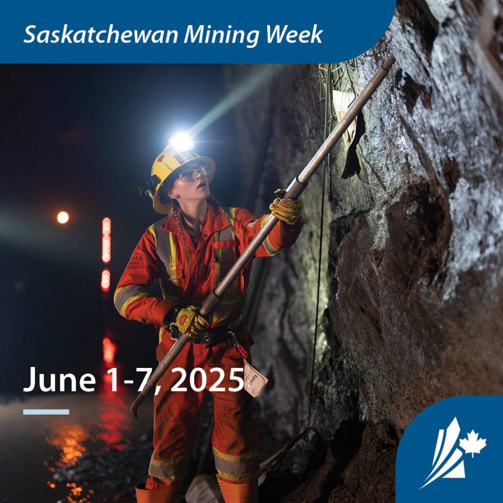 Woman in mining gear at a Saskatchewan mine site, highlighting the province’s role in sustainable mining.