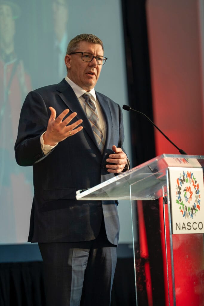Premier Scott Moe, giving a speech.